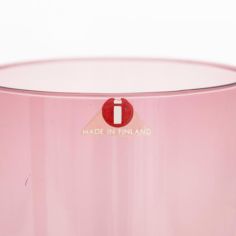Iittala, a set of 12 glasses by Tapio Wirkkala, model 2204, and a glass pitcher by Erkki Vesanto, model 2438.