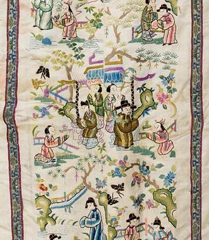 Three Chinese  textiles, early 20th century and mid 19th century.