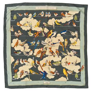 HERMÈS, a silk scarf, "les Oiseaux des Champs et des Bois".