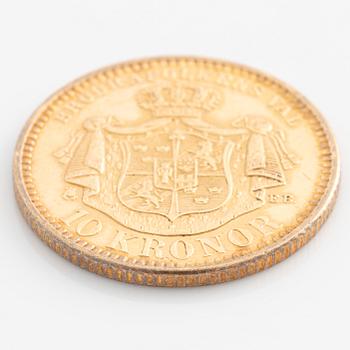 Oscar II, gold coin, 10 kronor 1901.