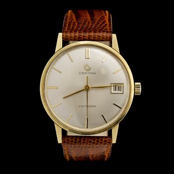HERRARMBANDSUR, Certina, certidate, 14k guld. Vikt 33 g.