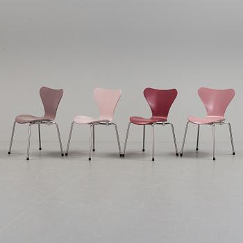 A five piece chindrens seating furniture. by Arne Jacobsen for Frits Hansen.