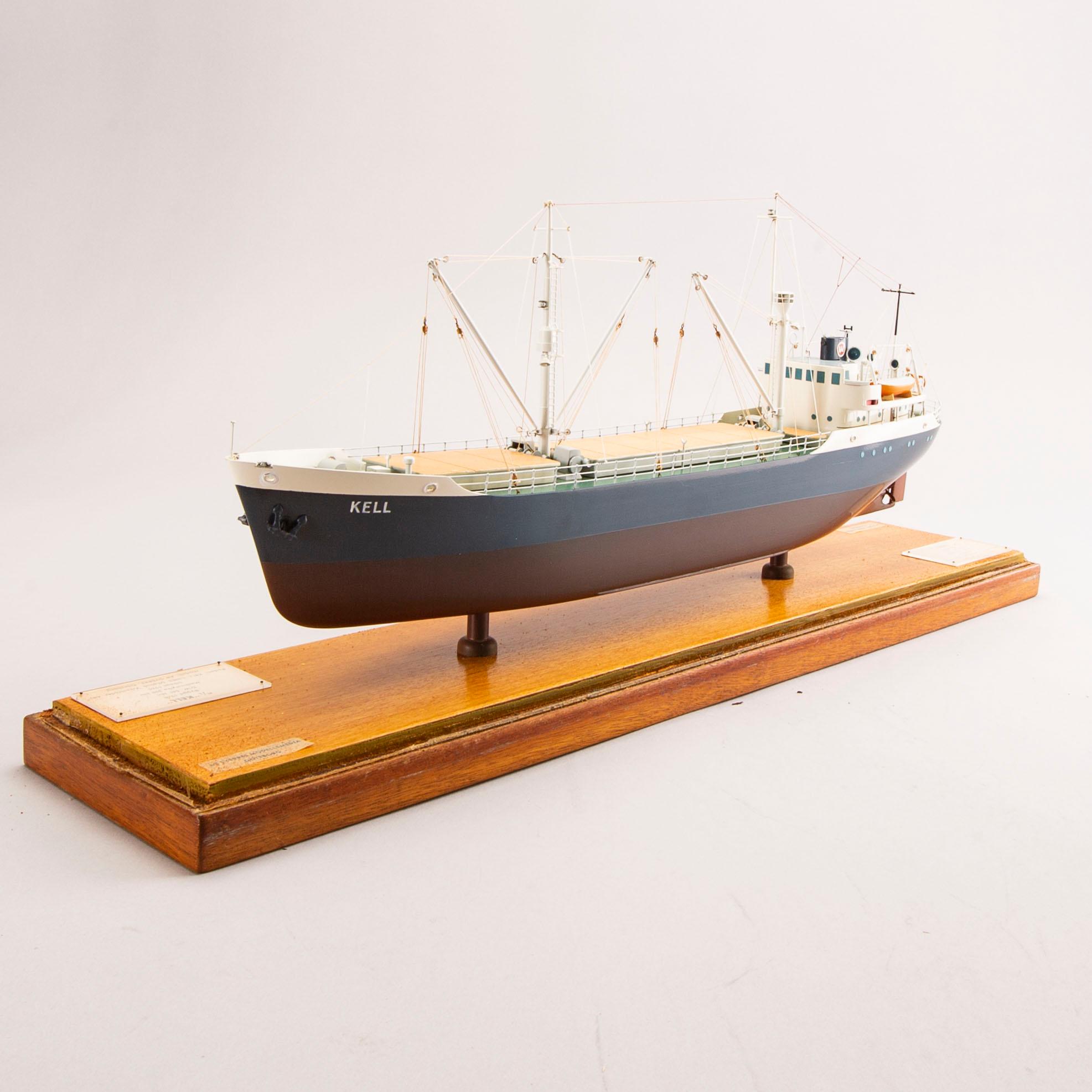 A ship model, M/S Kell, launched 1948.