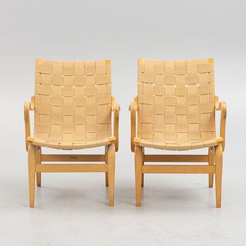 Bruno Mathsson, a pair of "Eva" armchairs, Firma Karl Mathsson, Sweden, 1962.