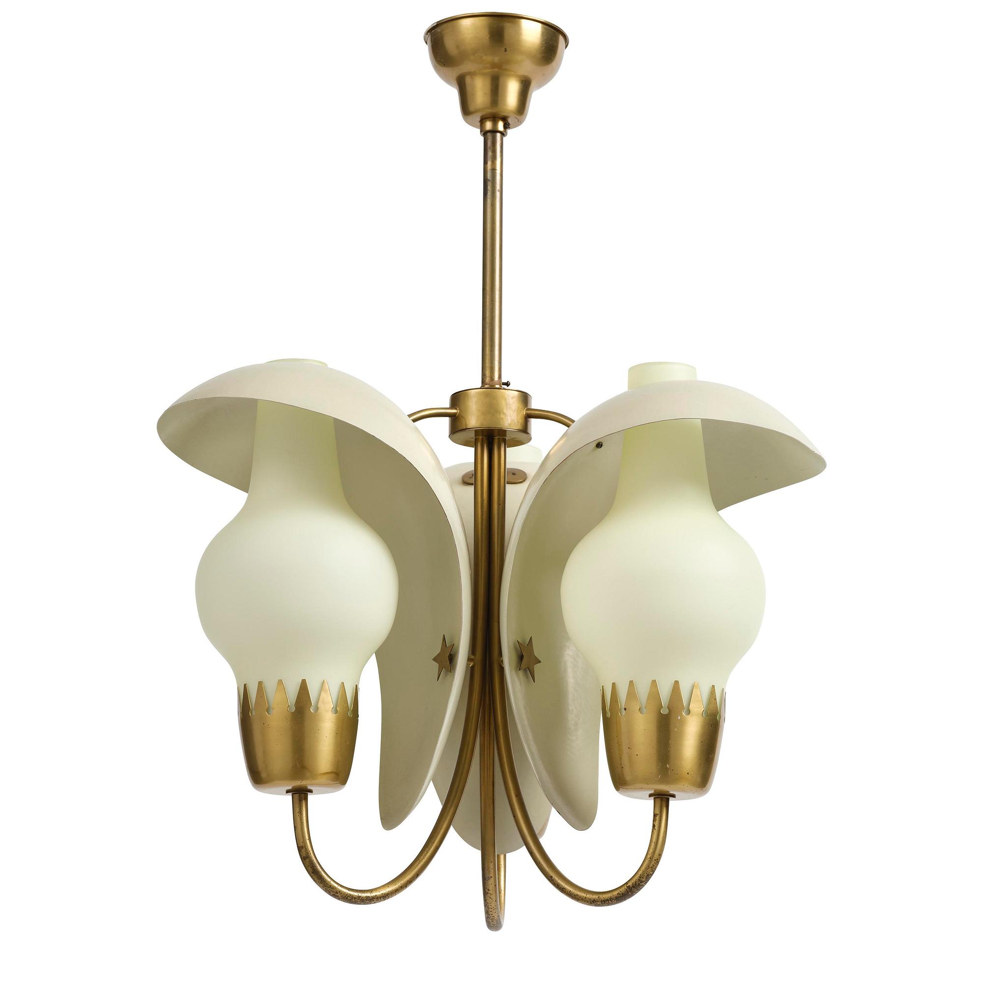 Hans Bergström, a rare ceiling lamp model "98", ateljé Lyktan, Åhus, 1940s-50s.
