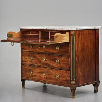 A late Gustavian mahogany commode, Stockholm, late 18th century.