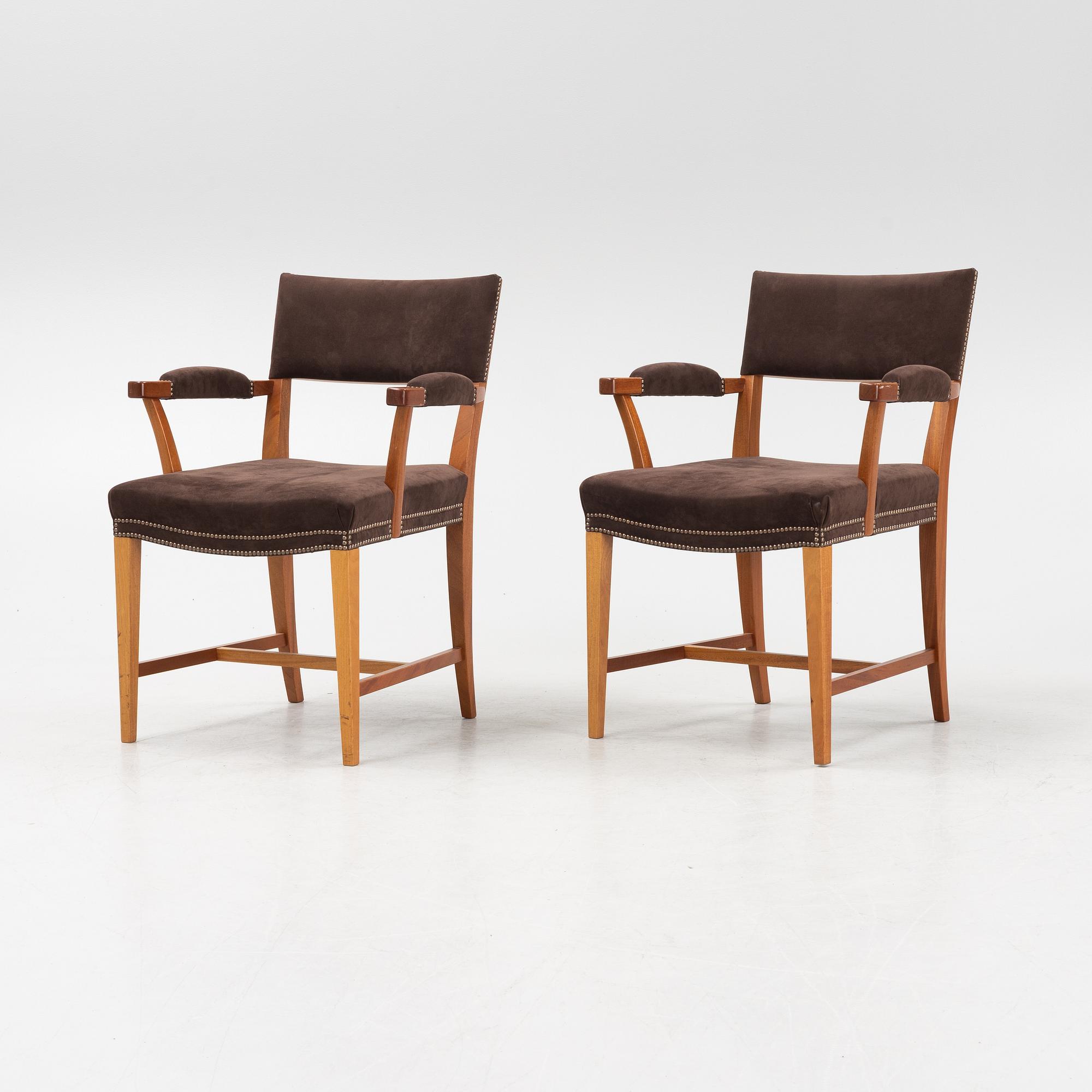 Josef Frank, a pair of model 695 armchairs, Firma Svenskt Tenn, Sweden.