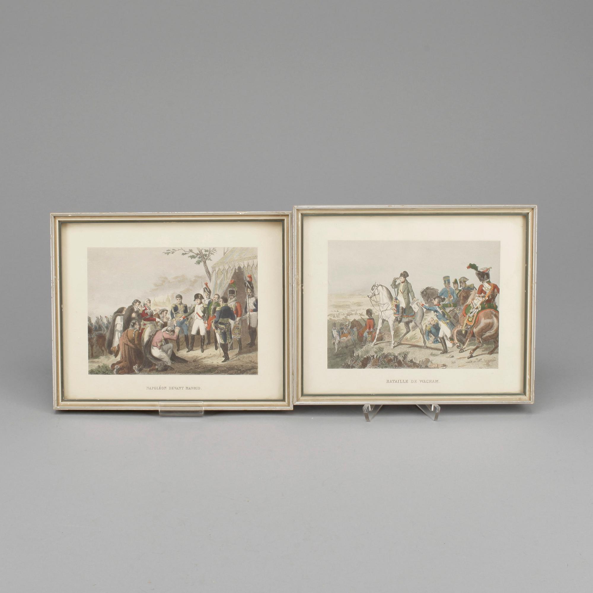 GRAVYRER, 4 st, handkolorerade, 1800-tal.
