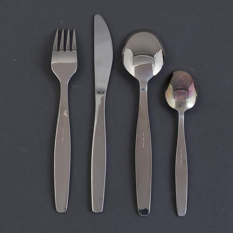 A set of 40 pieces "Guldi" stainless steel flatware, "Norse" decoration in gold, Nils Johan, Sweden, mid 20th century.