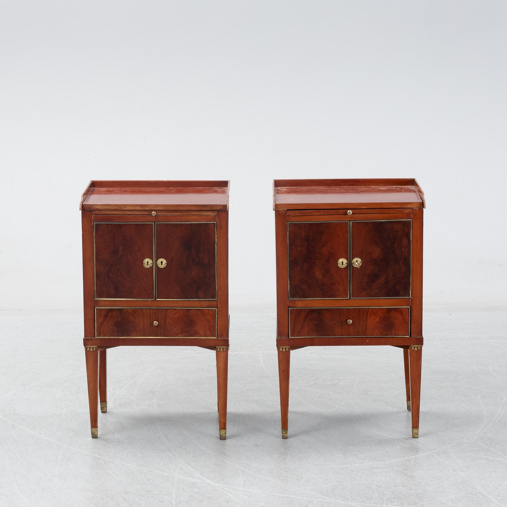A pair of late Gustavian style bedside cabinets, second half of the 19th century.