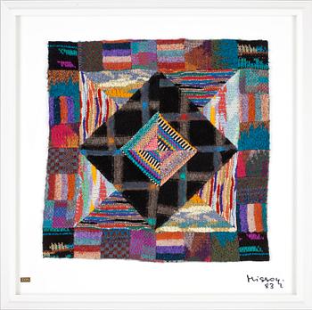 OTTAVIO MISSONI, stickad multipel, textil på plexiglas, sign, dat o numr 17/25, -83.