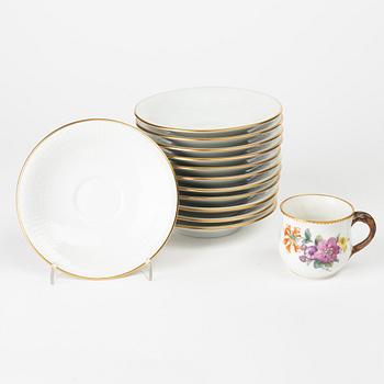 Royal Copenhagen, 14 porcelain custard cups with lids and tray, Denmark.