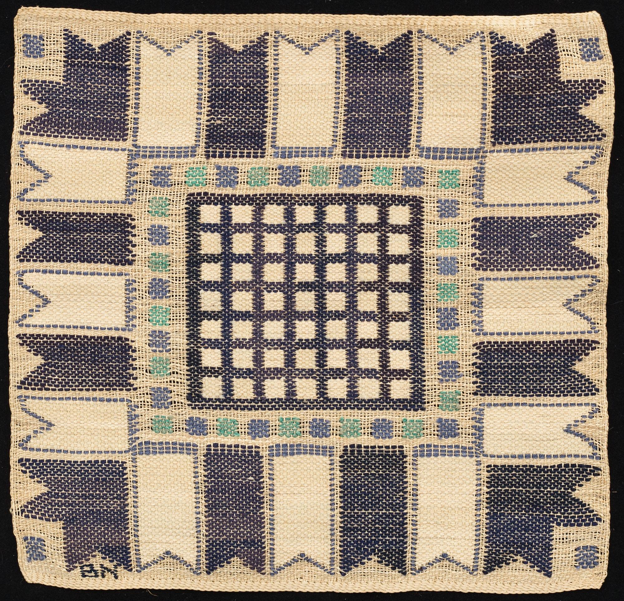 A Swedish signed textile by Barbro Nilsson ca 41 x 42 cm.