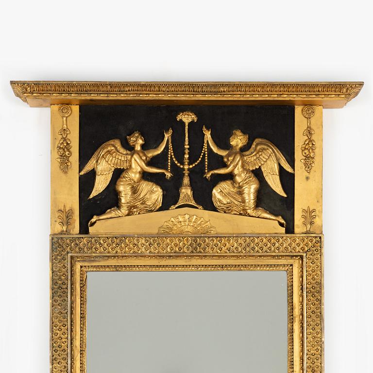 Spegel, tillskriven Jonas Frisk (spegelfabrikör i Stockholm 1805-24), Empire.