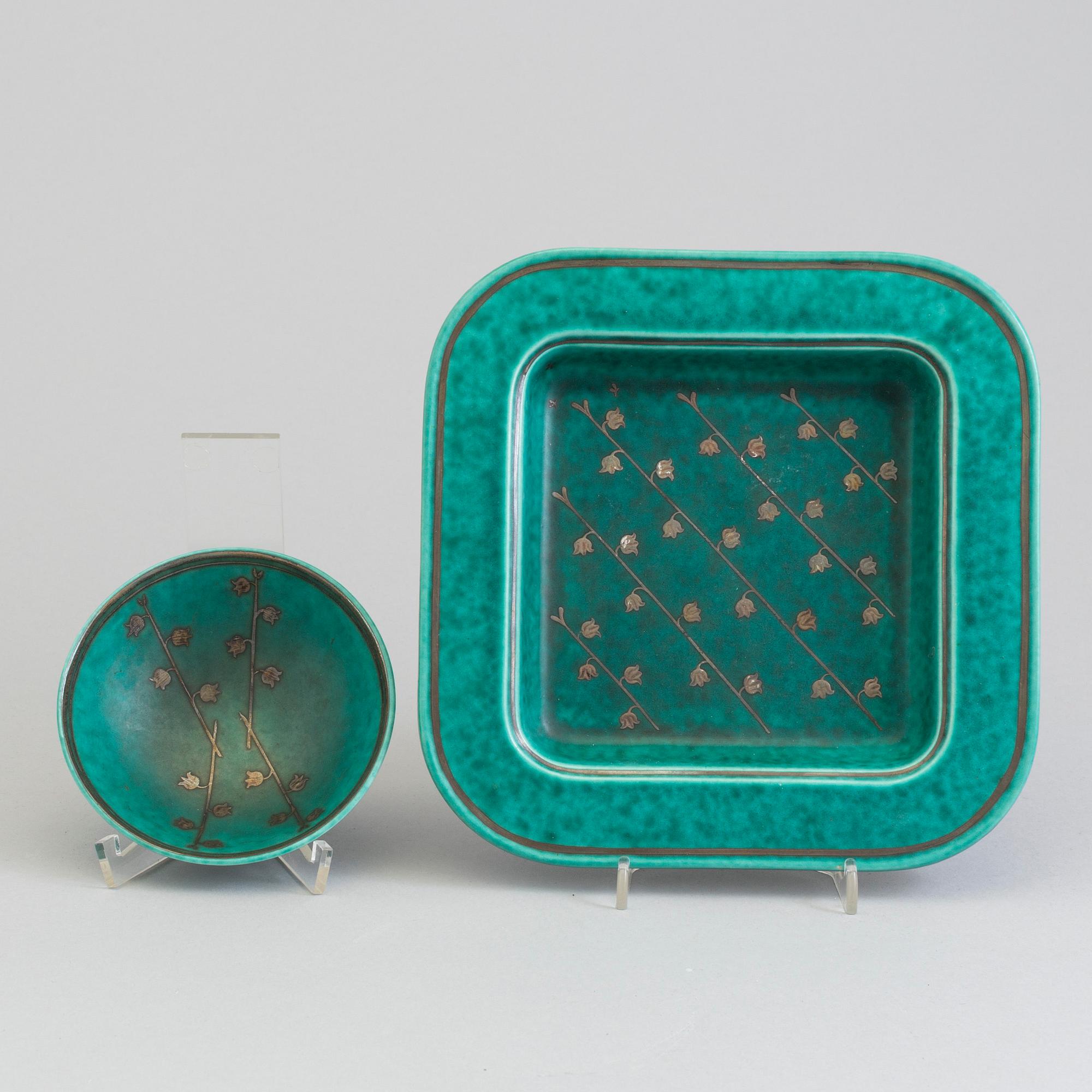WILHELM KÅGE, two 'Argenta' stoneware bowls from Gustavsberg, second half of the 20th Century.