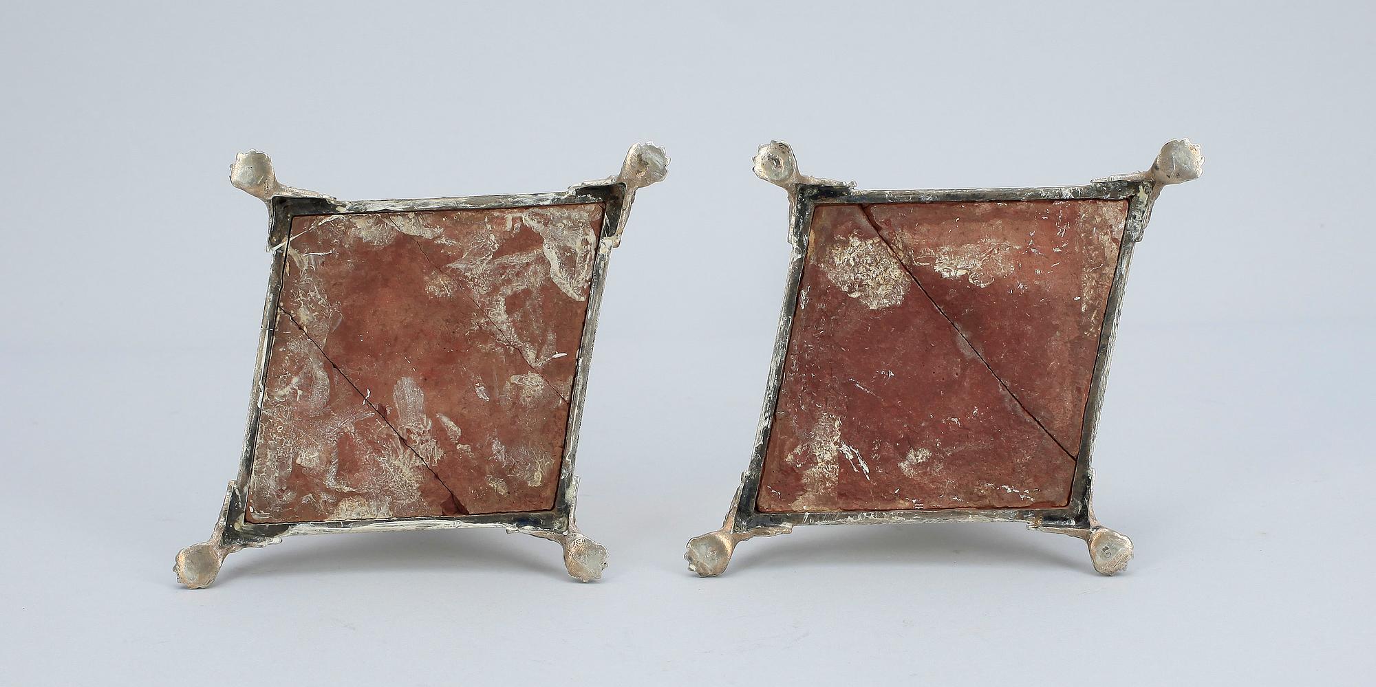 LJUSSTAKAR, ett par, pläter, empirestil, omkring 1900.