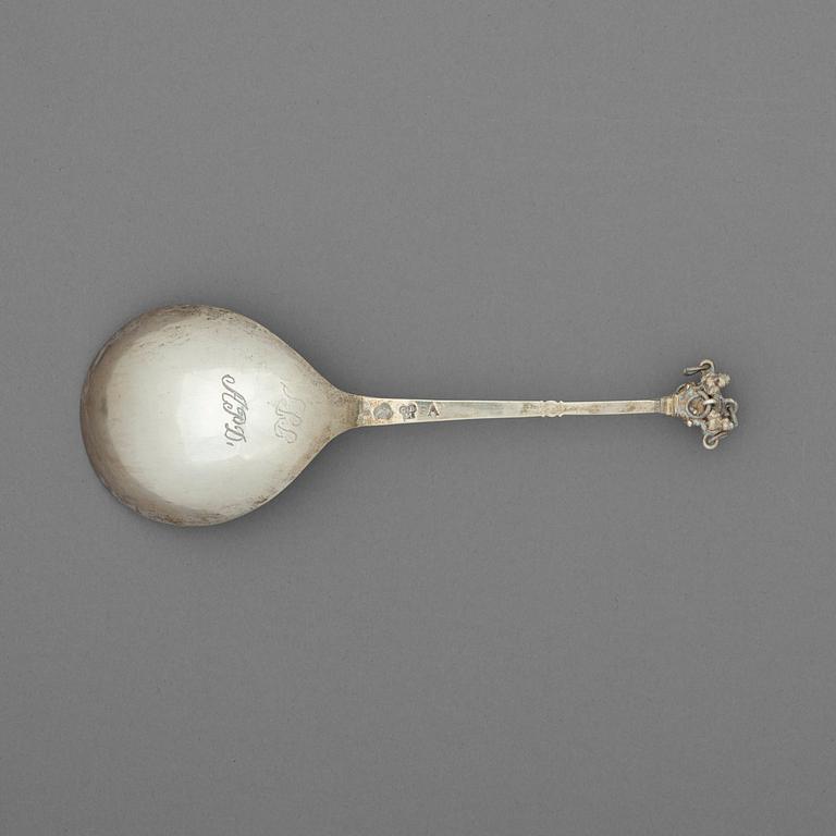 A Swedish 18th century parcel-gilt spoon, marks of Christoffer Bauman, Hudiksvall 1759.