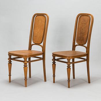 Six chairs by Jacob & Josef Kohn, Vienna, Austria, circa 1900.