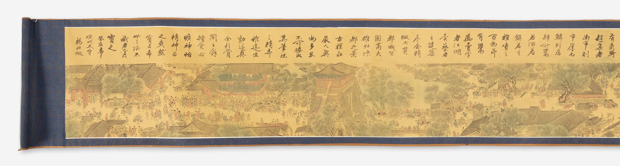 Zhang Zeduan (1085-1145), after, a scroll, ink and watercolour on silk on paper, China, 20th century.