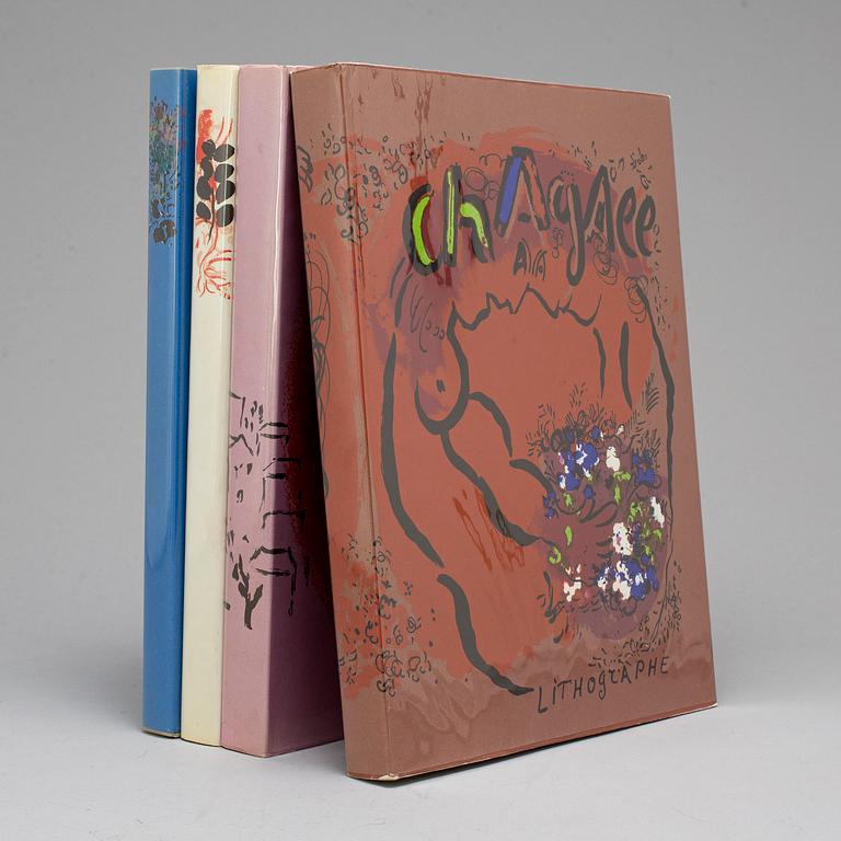 MARC CHAGALL, böcker, 4 st, "Chagall Lithograph I,II,III, IV", 1960-1974.