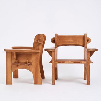 David Rosén, a pair of Swedish Modern 'Berga' pine armchairs, Nordiska Kompaniet, Sweden 1940s.