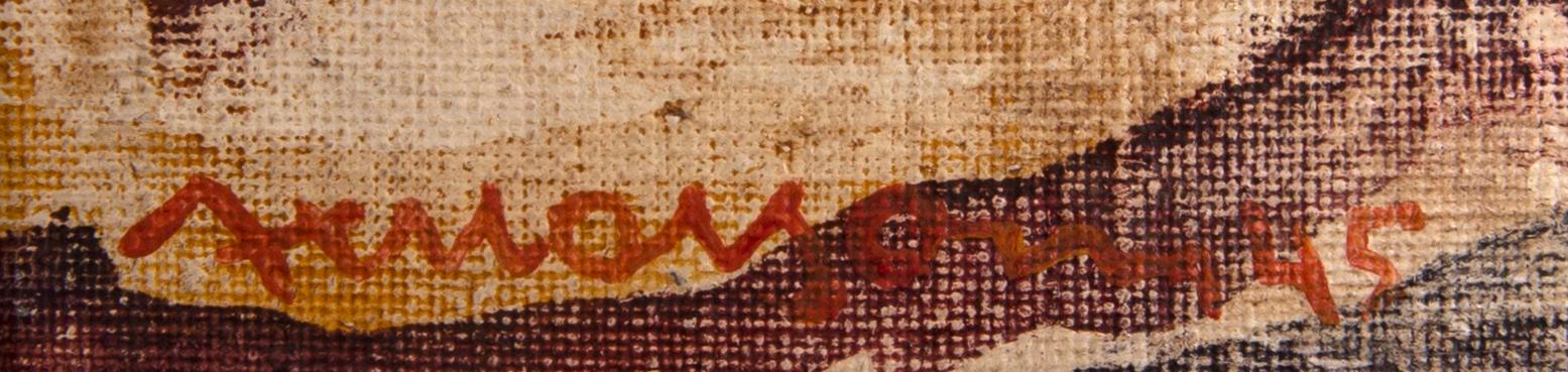 Axel Olson, oil on panel signed and dated 45.