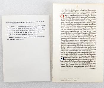 Leaves of Italian Incunabula / Printed leaves of the 1400s.