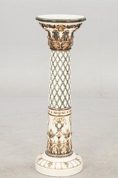 PIEDESTAL, flintgods, majolika, Rörstrand.
