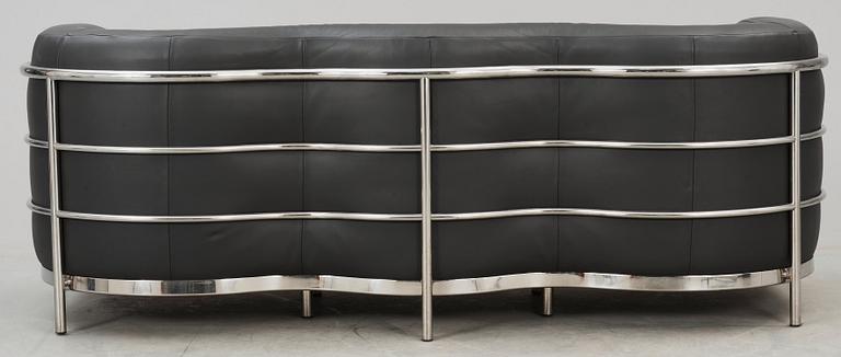 A Jonathan De Pas, Donato d'Urbino & Paolo Lomazzi 'Onda' grey leather and chromed steel sofa, Zanotta, Italy.