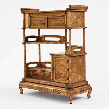 A Japanese lacquered display cabinet, Shodona, 19th Century.