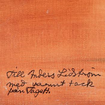 TAGE HEDQVIST, olja på duk. Signerad med dedikation.