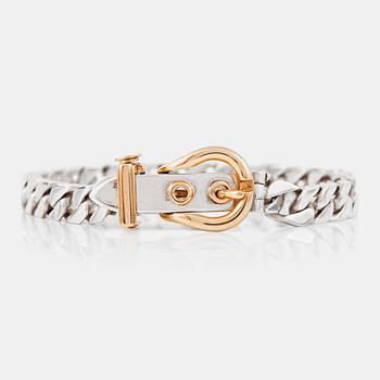 1247. A Hermès silver linked belt bracelet.