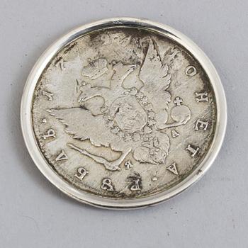 KANNA, glas och silver, stämplad V Gordon, omkr 1900.