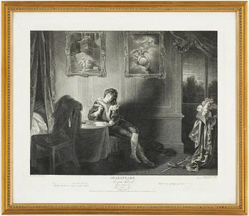 ETSNINGAR, 6 st, främst Shakespeare-motiv, I.P Simon, 1800-tal.