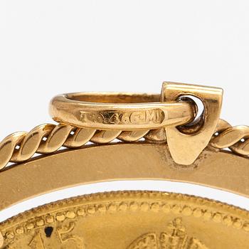 Kolikko, riipus, Frans Josef I, Itävalta-Unkari, 1915. 4 Ducat, 23K ja 18K kultaa.