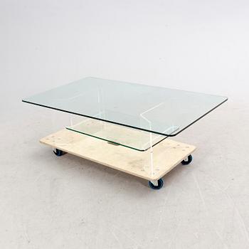 A late 20th century glass and plexi coffee table.