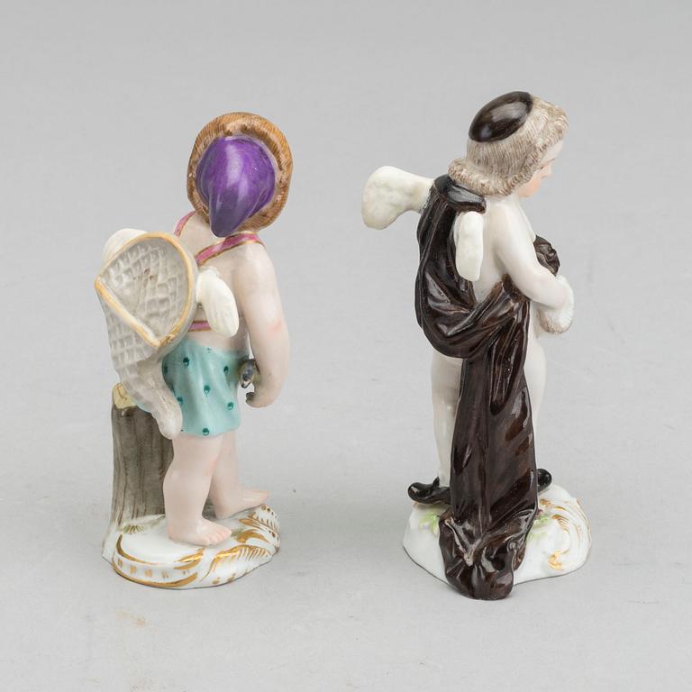 TWO FIGURINES, porcelain, Meissen, later half of the 19th century.
