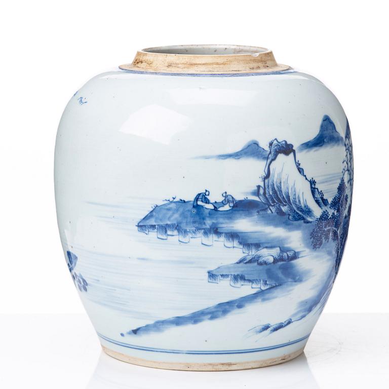 A blue and white jar, Qing dynasty, Qianlong (1736-95).