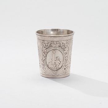 BEAKER, silver, Moskow 1738, unidentified goldsmith, weight 94 g.