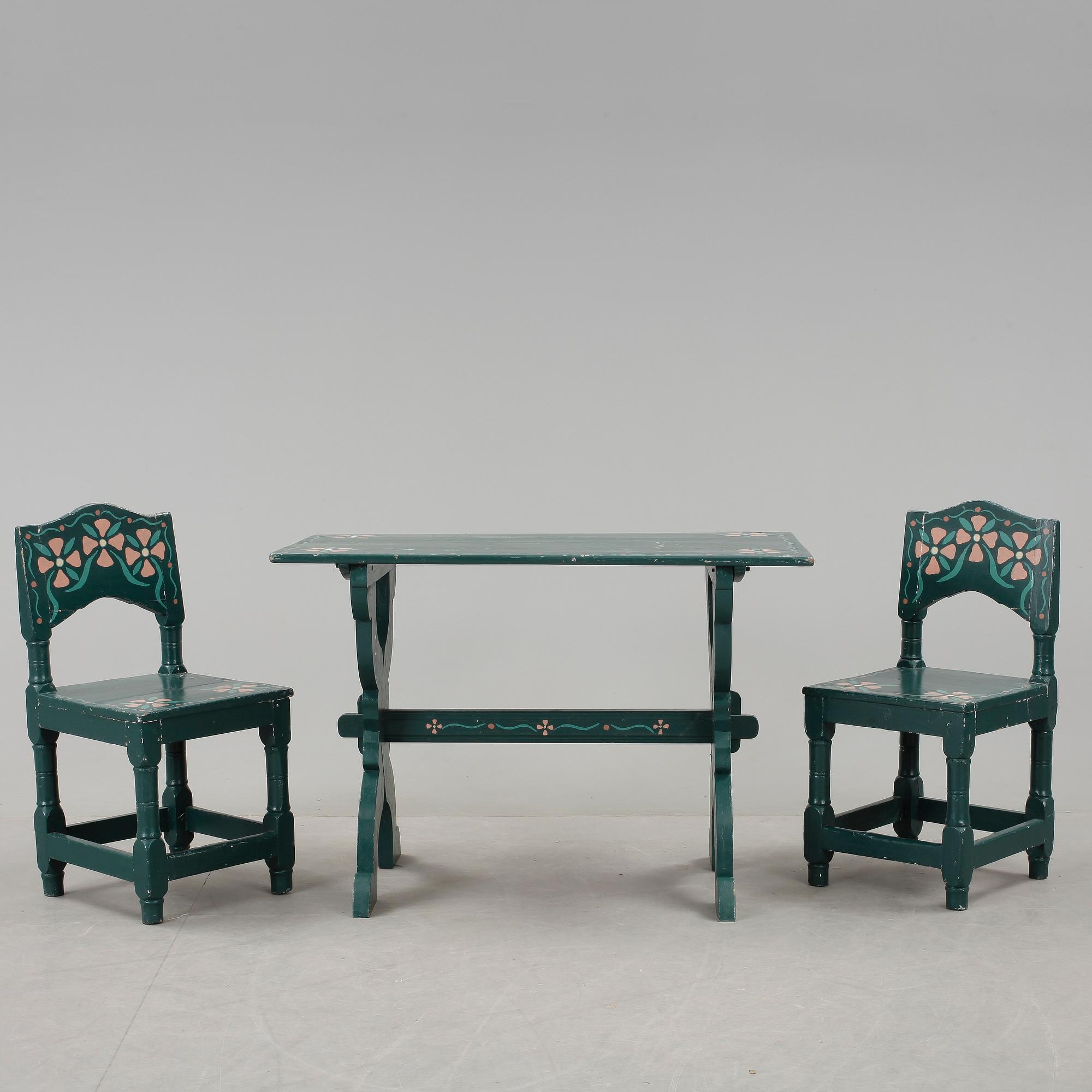 BORD samt STOLAR, 1+2, barockstil, 1800-talets slut.