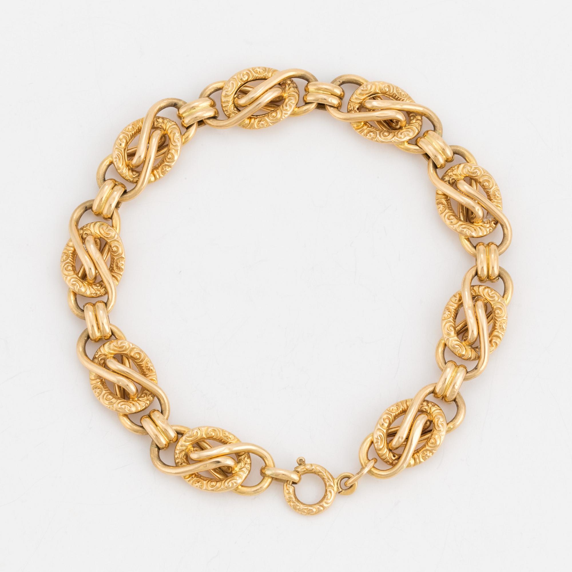 A fancy-link bracelet.