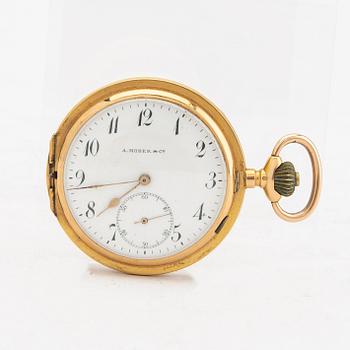 H Moser & Co pocket watch savonette approx. 42 mm 18K gold weight in total 20 grams.