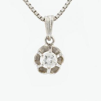 Pendant and chain in 18K white gold with a round brilliant-cut diamond.