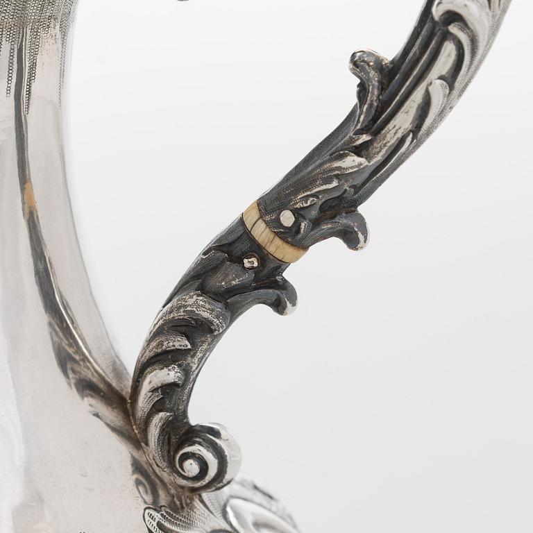 A sterling silver ewer, maker's mark of Robert W Smith, Dublin 1843.