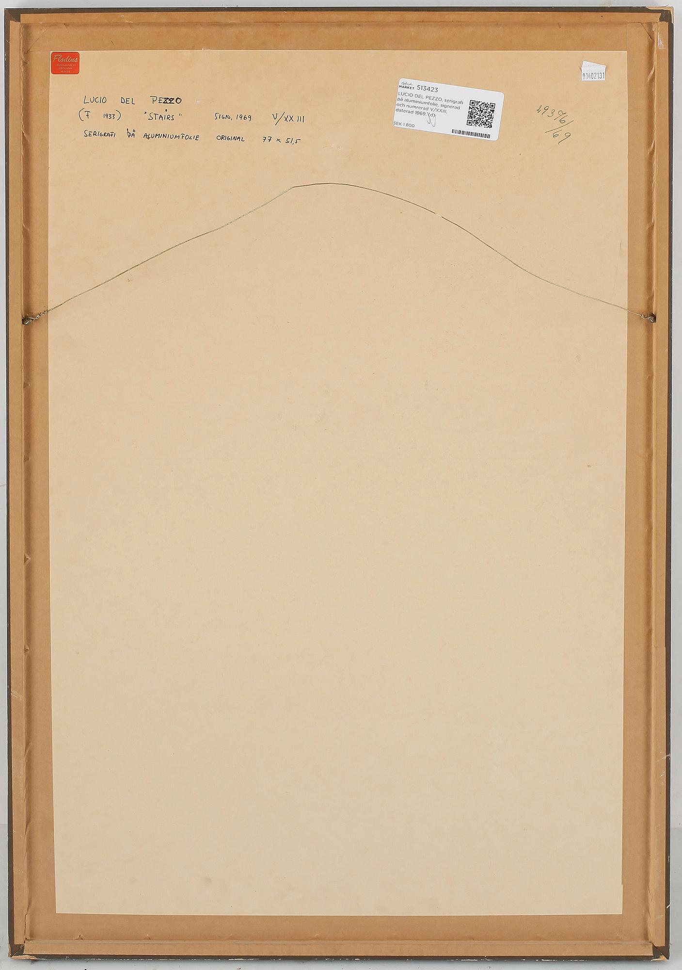 LUCIO DEL PEZZO, serigrafi på aluminiumfolie, signerad och numrerad V/XXIII, daterad 1969.