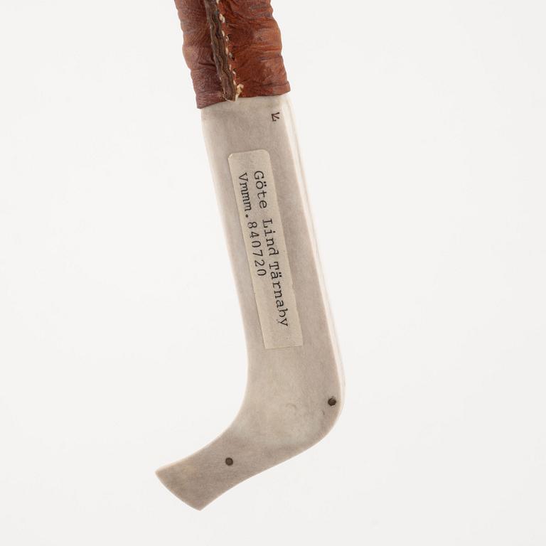 Göte Lindh, half-horn knife, Tärnaby, signed.