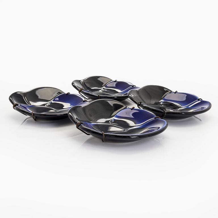 Birger Kaipiainen, Four ceramic dishes, stamped 'Viola 1967, Arabia Finland, Kaipiainen Invenit'.