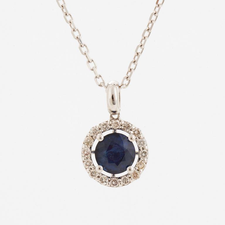 Collier, med blå safir och briljantslipade diamanter.