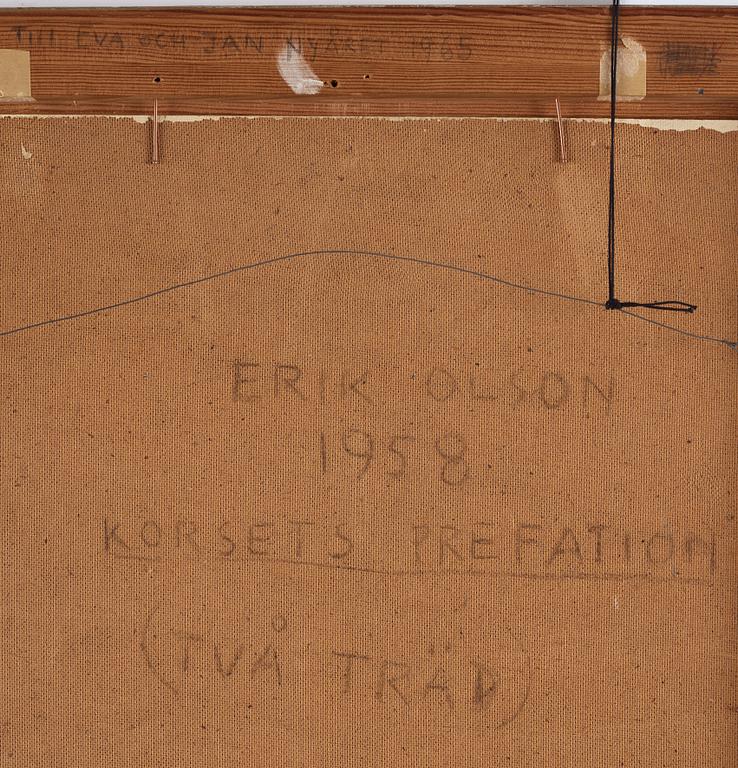 Erik Olson, oil on panel, signed and dated 1958.