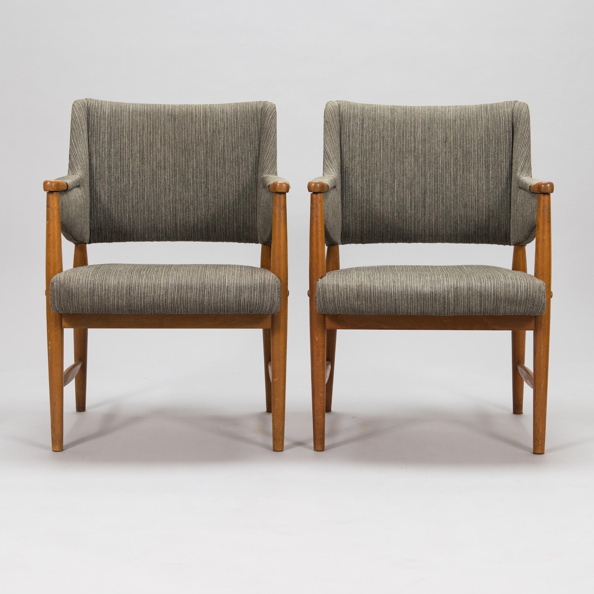Olof Ottelin, four 1950's 'Othello' armchairs for Oy Stockmann Ab, Keravan puusepäntehdas. Finland.